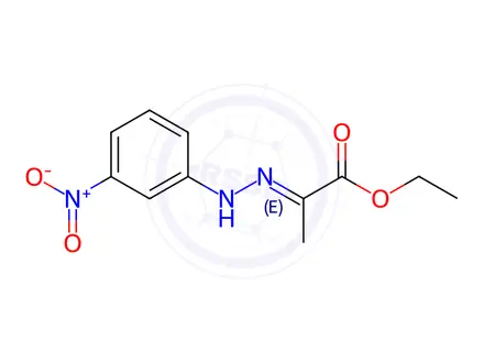 Chemical structure of Butanoic acid, 2-[2-(3-nitrophenyl)hydrazinylidene]-3-oxo-, ethyl ester