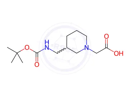 Chemical structure of 2-(3-(((Tert-butoxycarbonyl)amino)methyl)piperidin-1-yl)acetic acid