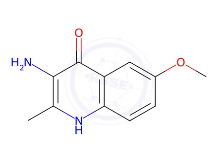 Chemical structure of 3-Amino-6-methoxy-2-methyl-4-quinolinol, 97%