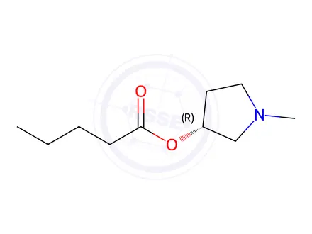 Chemical structure of Pentanoic acid, (3R)-1-methyl-3-pyrrolidinyl ester (9CI)