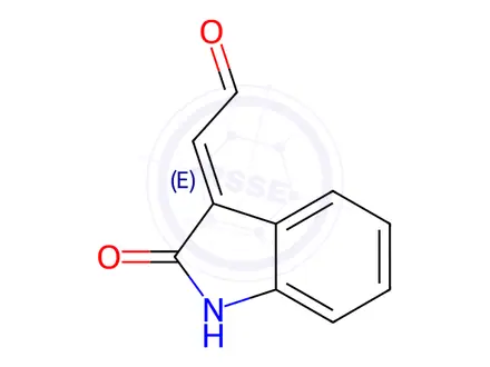 Chemical structure of Acetaldehyde, 2-(1,2-dihydro-2-oxo-3H-indol-3-ylidene)-