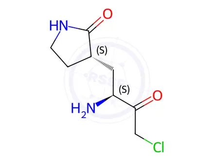 Chemical structure of (3S)-3-[(2S)-2-amino-4-chloro-3-oxo-butyl]pyrrolidin-2-one;hydrochloride