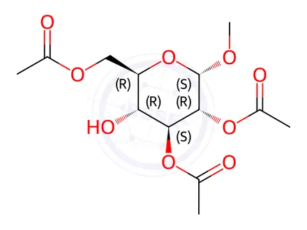 Chemical structure of Methyl 2,3,6-Tri-O-acetyl-α-D-glucopyranoside