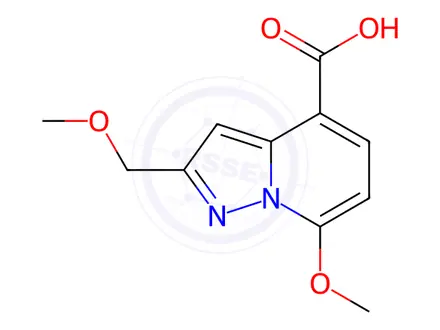 Chemical structure of 7-Methoxy-2-(methoxymethyl)pyrazolo[1,5-a]pyridine-4-carboxylic acid