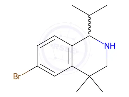 Chemical structure of Isoquinoline, 6-bromo-1,2,3,4-tetrahydro-4,4-dimethyl-1-(1-methylethyl)-