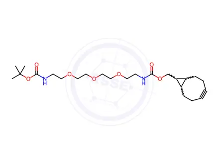 Chemical structure of rel bicyclo[6.1.0]non-4-yn-9-ylmethyl (2,2-dimethyl-4-oxo-3,8,11,14-tetraoxa-5-azahexadecan-16-yl)carbamate