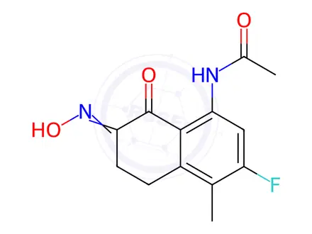 Chemical structure of N-(3-Fluoro-7-(hydroxyimino)-4-methyl-8-oxo-5,6,7,8-tetrahydronaphthalen-1-yl)acetamide