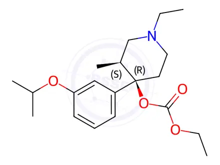 Chemical structure of Ethyl (rac-1-Ethyl-4-(3-isopropoxyphenyl)-3-methylpiperidin-4-yl) Carbonate