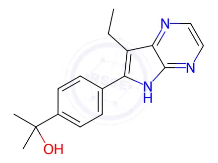 Chemical structure of 2-(4-(7-Ethyl-5H-pyrrolo[2,3-b]pyrazin-6-yl)phenyl)propan-2-ol