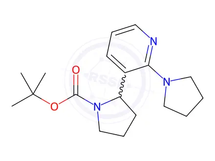 Chemical structure of tert-Butyl 2-(2-(pyrrolidin-1-yl)pyridin-3-yl)pyrrolidine-1-carboxylate