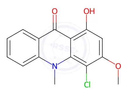 Chemical structure of 4-Chloro-1-hydroxy-3-methoxy-10-methylacridin-9(10H)-one