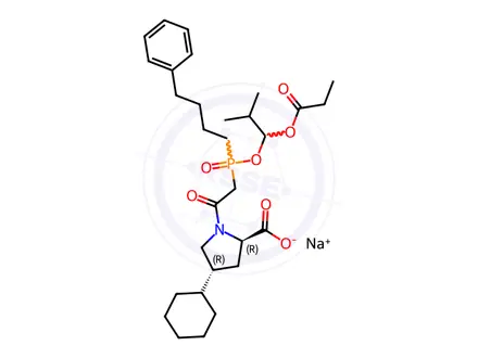 Chemical structure of (4S)-4-Cyclohexyl-1-[(RS)-1-hydroxy-2-methylpropoxy](4-phenylbutyl)phosphinyl]-acetyl-L-proline Propionate (Ester) Sodium Salt (Mixture)