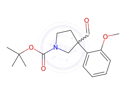 Chemical structure of tert-Butyl 3-formyl-3-(2-methoxyphenyl)-1-pyrrolidinecarboxylate