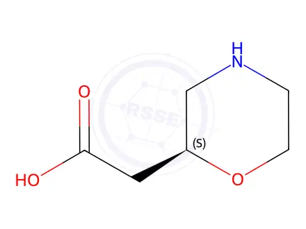 Chemical structure of (S)-2-(morpholin-2-yl)acetic acid hydrochloride