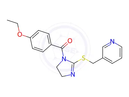 Chemical structure of (4-Ethoxyphenyl)(2-((pyridin-3-ylmethyl)thio)-4,5-dihydro-1H-imidazol-1-yl)methanone