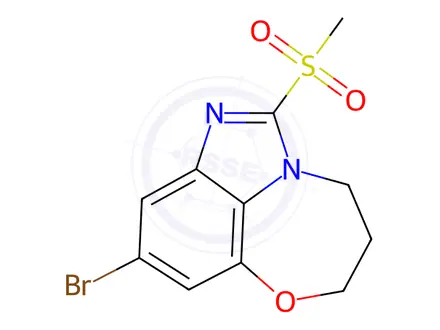 Chemical structure of 4-Bromo-1-(methylsulfonyl)-8,9-dihydro-7H-6-oxa-2,9a-diazabenzo[cd]azulene
