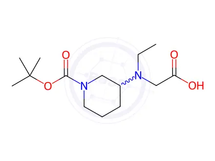 Chemical structure of 2-((1-(tert-Butoxycarbonyl)piperidin-3-yl)(ethyl)amino)acetic acid