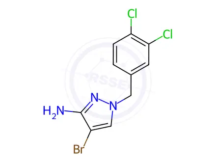 Chemical structure of 4-Bromo-1-(3,4-dichlorobenzyl)-1H-pyrazol-3-amine