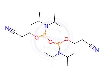 Chemical structure of P,P'-Diamidodiphosphorous acid, N,N,N',N'-tetrakis(1-methylethyl)-, P,P'-bis(2-cyanoethyl) ester