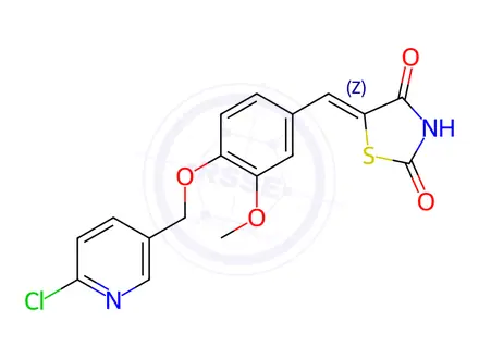 Chemical structure of (5Z)-5-({4-[(6-chloropyridin-3-yl)methoxy]-3-methoxyphenyl}methylidene)-1,3-thiazolidine-2,4-dione