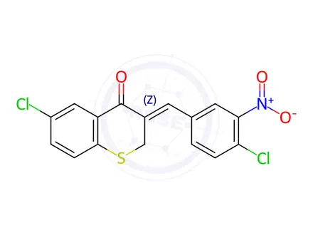 Chemical structure of (3Z)-6-Chloro-3-[(4-chloro-3-nitrophenyl)methylidene]-3,4-dihydro-2H-1-benzothiopyran-4-one