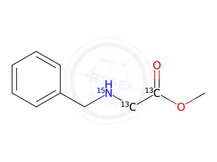 Chemical structure of Glycine-​13C2-​15N, N-​(phenylmethyl)​ Methyl Ester