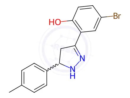 Chemical structure of 4-Bromo-2-(5-(p-tolyl)-4,5-dihydro-1H-pyrazol-3-yl)phenol