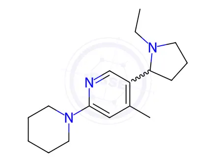 Chemical structure of 5-(1-Ethylpyrrolidin-2-yl)-4-methyl-2-(piperidin-1-yl)pyridine