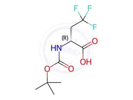 Chemical structure of Butanoic acid, 2-[[(1,1-dimethylethoxy)carbonyl]amino]-4,4,4-trifluoro-, (2R)-