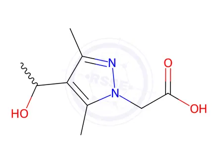 Chemical structure of 2-(4-(1-Hydroxyethyl)-3,5-dimethyl-1H-pyrazol-1-yl)acetic acid