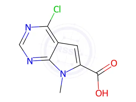 Chemical structure of 4-Chloro-7-methyl-7H-pyrrolo[2,3-D]pyrimidine-6-carboxylic Acid