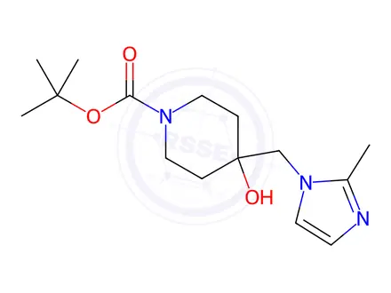 Chemical structure of tert-Butyl 4-hydroxy-4-[(2-methyl-1H-imidazol-1-yl)methyl]-1-piperidinecarboxylate
