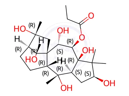 Chemical structure of (14R)-Grayanotoxane-3β,5,6β,7α,10,14,16-heptol 6-propanoate