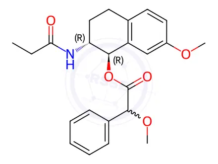 Chemical structure of [1R-[1a(R*),2β]]-α-Methoxy-benzeneacetic Acid 1,2,3,4-Tetrahydro-7-methoxy-2-[(1-oxopropyl)amino]-1-naphthalenyl Ester