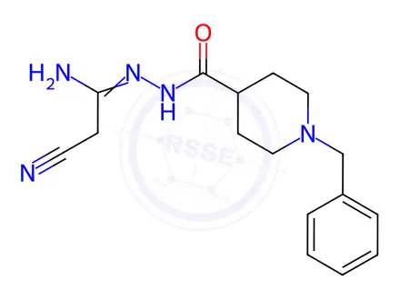 Chemical structure of 1-benzyl-N'-(2-cyanoethanimidoyl)-4-piperidinecarbohydrazide