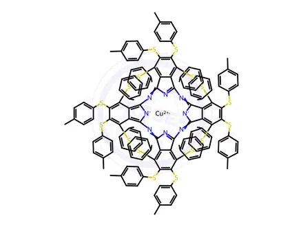 Chemical structure of A mixture of compounds from (dodecakis(p-tolylthio)phthalocyaninato)copper(II) to (hexadecakis(p-tolylthio)phthalocyaninato)copper(II)