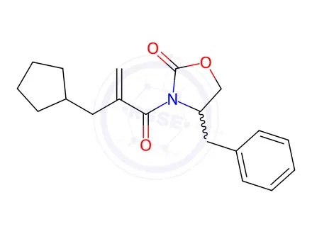 Chemical structure of 4-Benzyl-3-(2-(cyclopentylmethyl)acryloyl)oxazolidin-2-one
