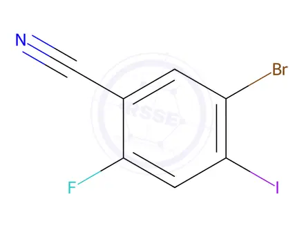 Chemical structure of Benzonitrile, 5-bromo-2-fluoro-4-iodo-