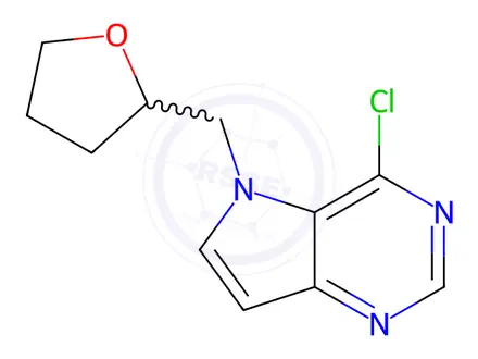 Chemical structure of 4-Chloro-5-((tetrahydrofuran-2-yl)methyl)-5H-pyrrolo[3,2-d]pyrimidine