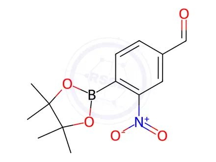 Chemical structure of 3-Nitro-4-(4,4,5,5-tetramethyl-1,3,2-dioxaborolan-2-yl)-benzaldehyde