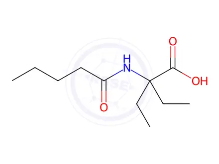 Chemical structure of Butanoic acid, 2-ethyl-2-[(1-oxopentyl)amino]-