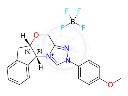Chemical structure of (5aS,10bR)-5a,10b-Dihydro-2-(4-methoxyphenyl)-4H,6H-indeno[2,1-b][1,2,4]triazolo[4,3-d][1,4]oxazinium tetrafluoroborate