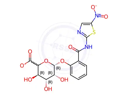 Chemical structure of Tizoxanide Impurity 1(Tizoxanide Glucuronide Sodium Salt)