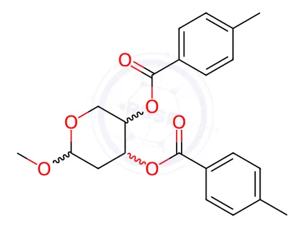 Chemical structure of Methyl 2-Deoxy-D-erythro-pentopyranoside Bis(4-methylbenzoate)(Decitabine Impurity)