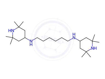 Chemical structure of Poly[N,N'-bis(2,2,6,6-tetramethyl-4-piperidinyl)-1,6-hexanediamine-co-2,4-dichloro-6-morpholino-1,3,5-triazine]