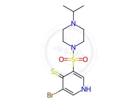 Chemical structure of 3-Bromo-5-((4-isopropylpiperazin-1-yl)sulfonyl)pyridine-4-thiol