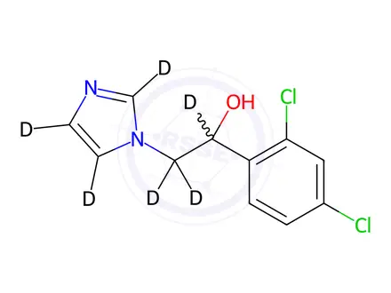 Chemical structure of rac-1-(2,4-Dichlorophenyl)-2-(1-imidazolyl)ethanol-d6
