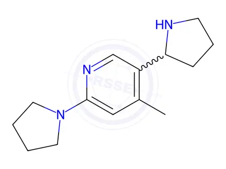 Chemical structure of 4-Methyl-2-(pyrrolidin-1-yl)-5-(pyrrolidin-2-yl)pyridine
