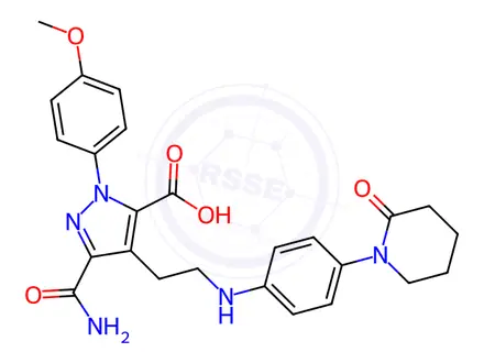 Chemical structure of Apixaban Degradation of Impurity