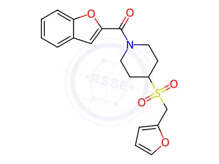 Chemical structure of Benzofuran-2-yl(4-((furan-2-ylmethyl)sulfonyl)piperidin-1-yl)methanone